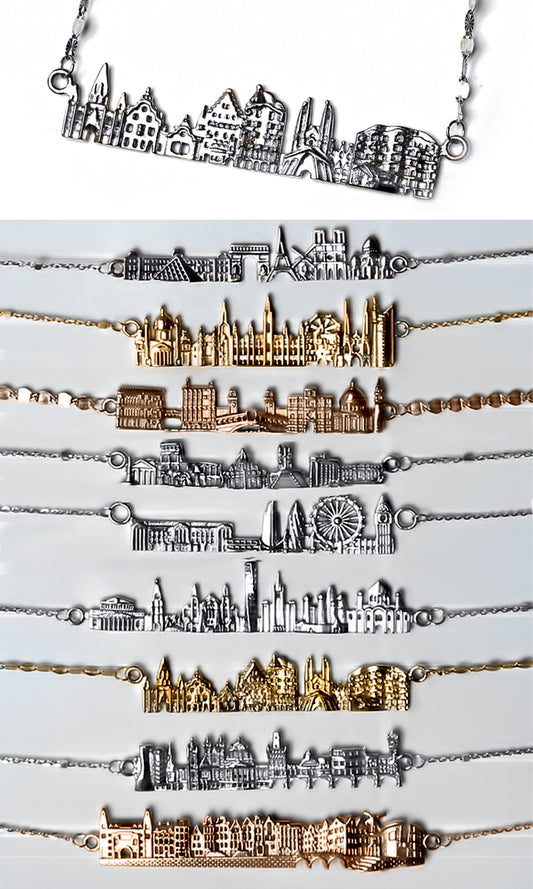 Skyline necklace, silver necklace, custom necklace, wife gift, gift ideas, best friend gift, gift for her, Verendi, Citimi