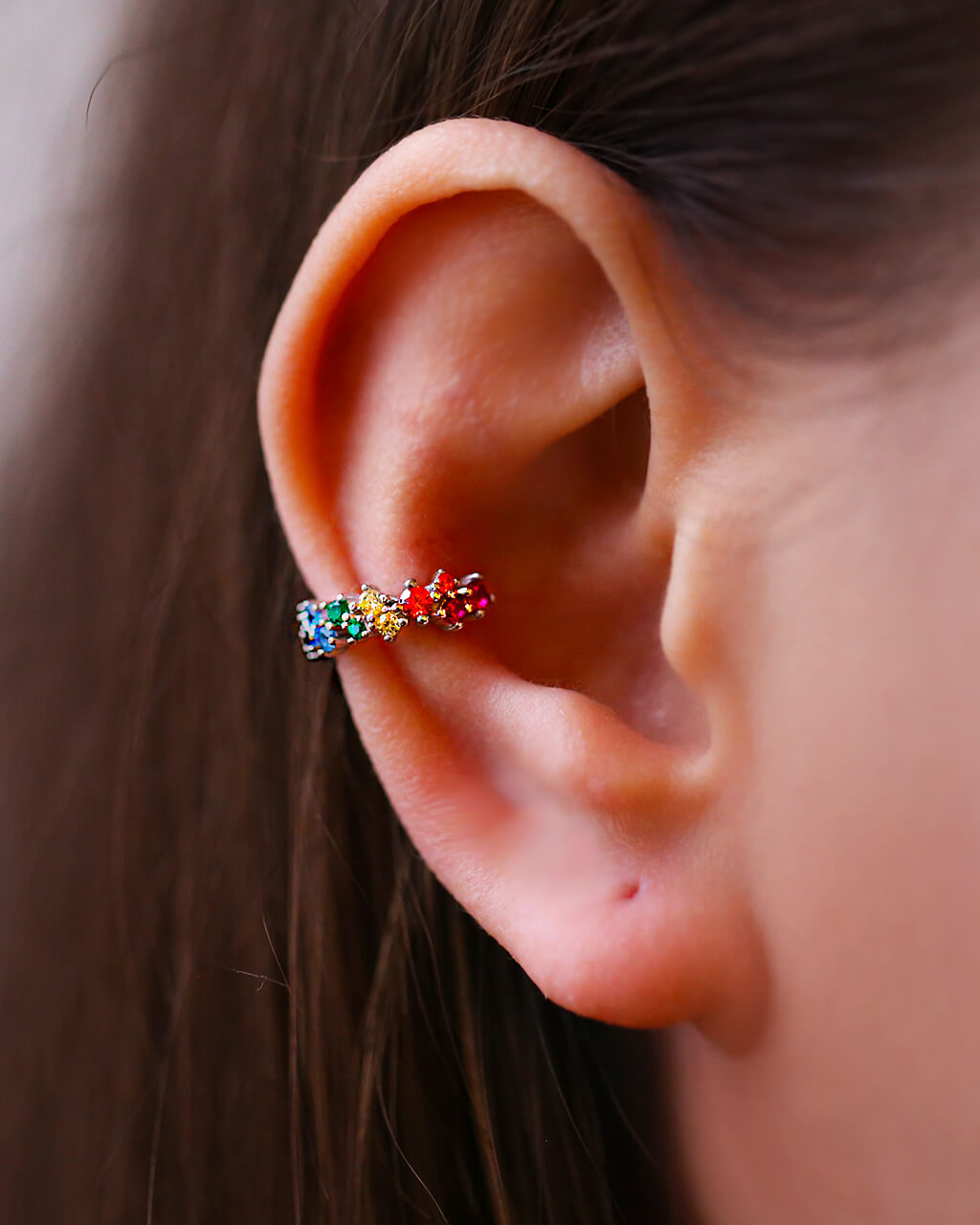 Chunky Rainbow Ear Cuff No piercing