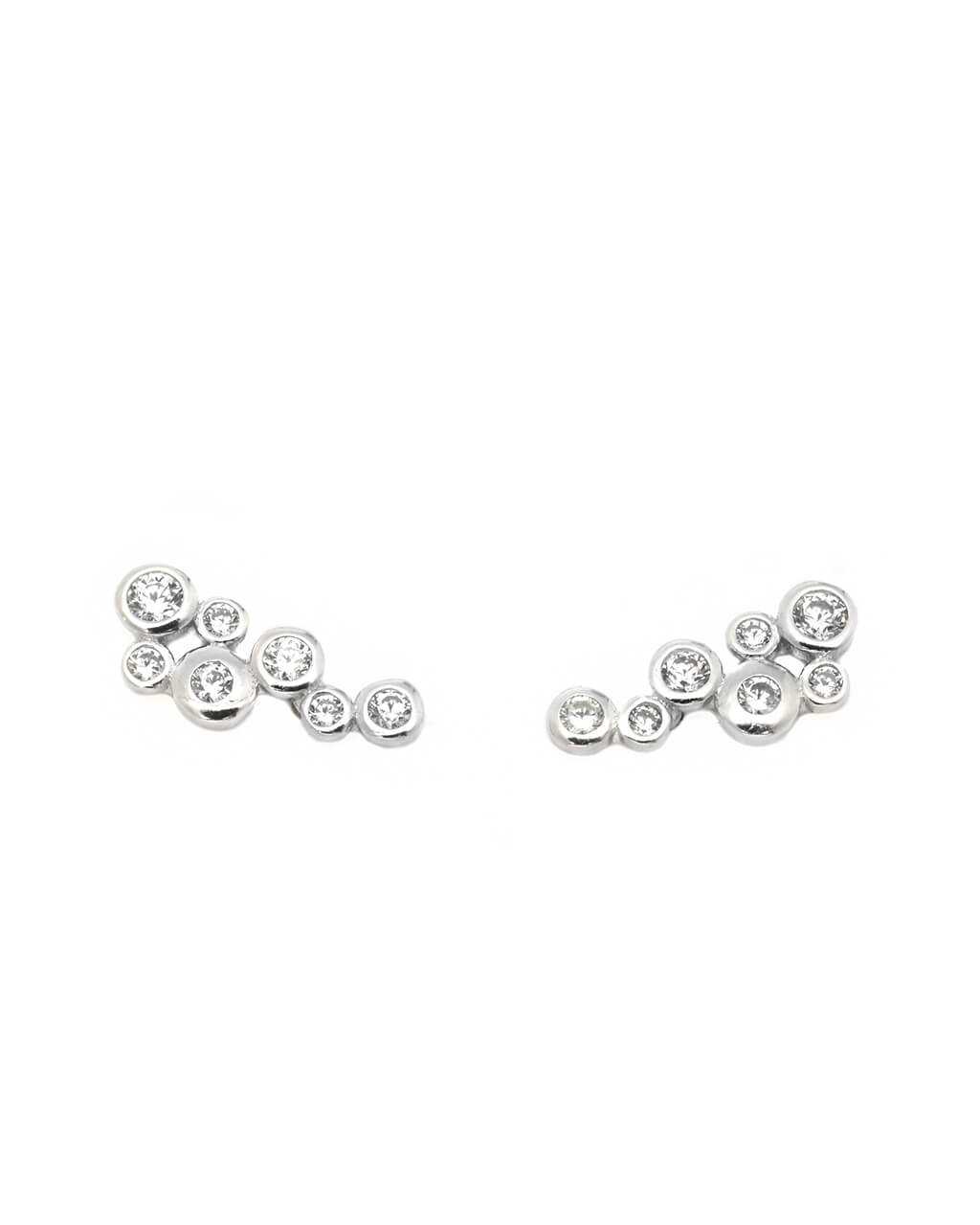 silver stud earrings, bubble ear studs, ear stack