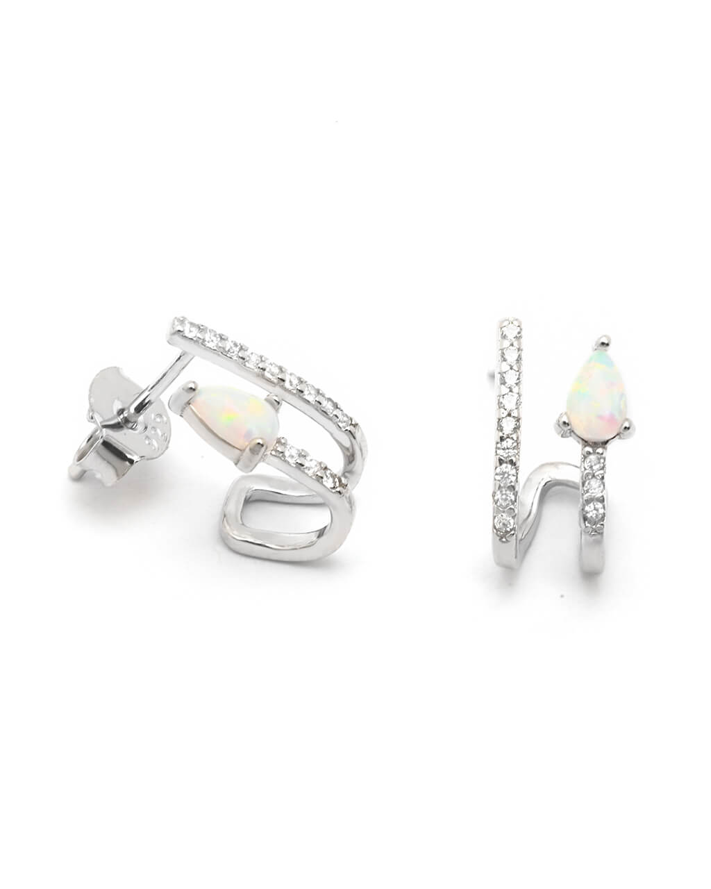 Opal Hoop Earrings, Opal Earrings, Opal Huggie Earrings