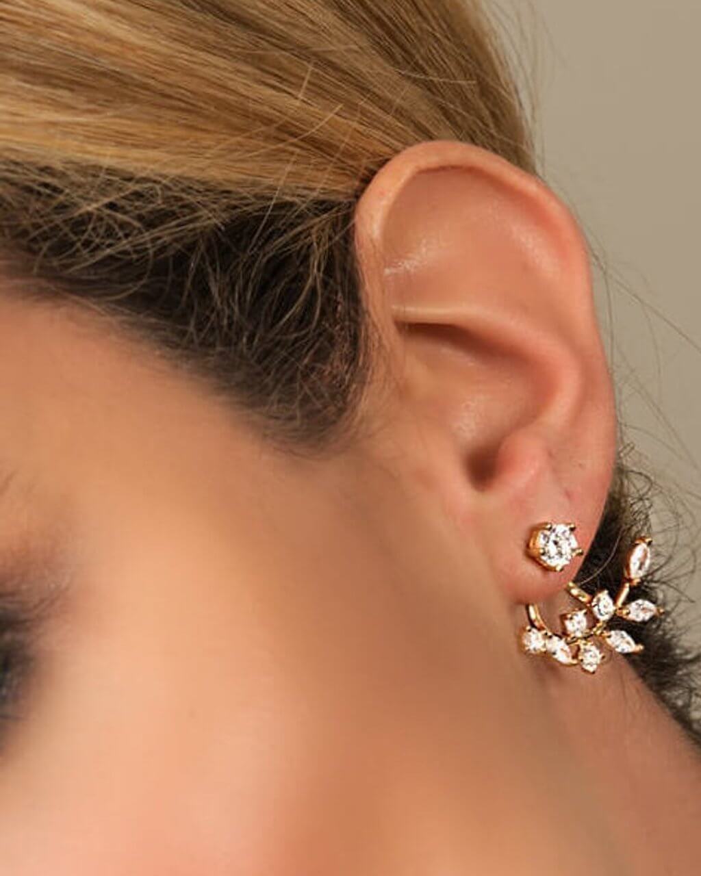 Ear jacket, leaf earrings,Silver earrings, Trendy earrings, sterling silver earrings, gift for women