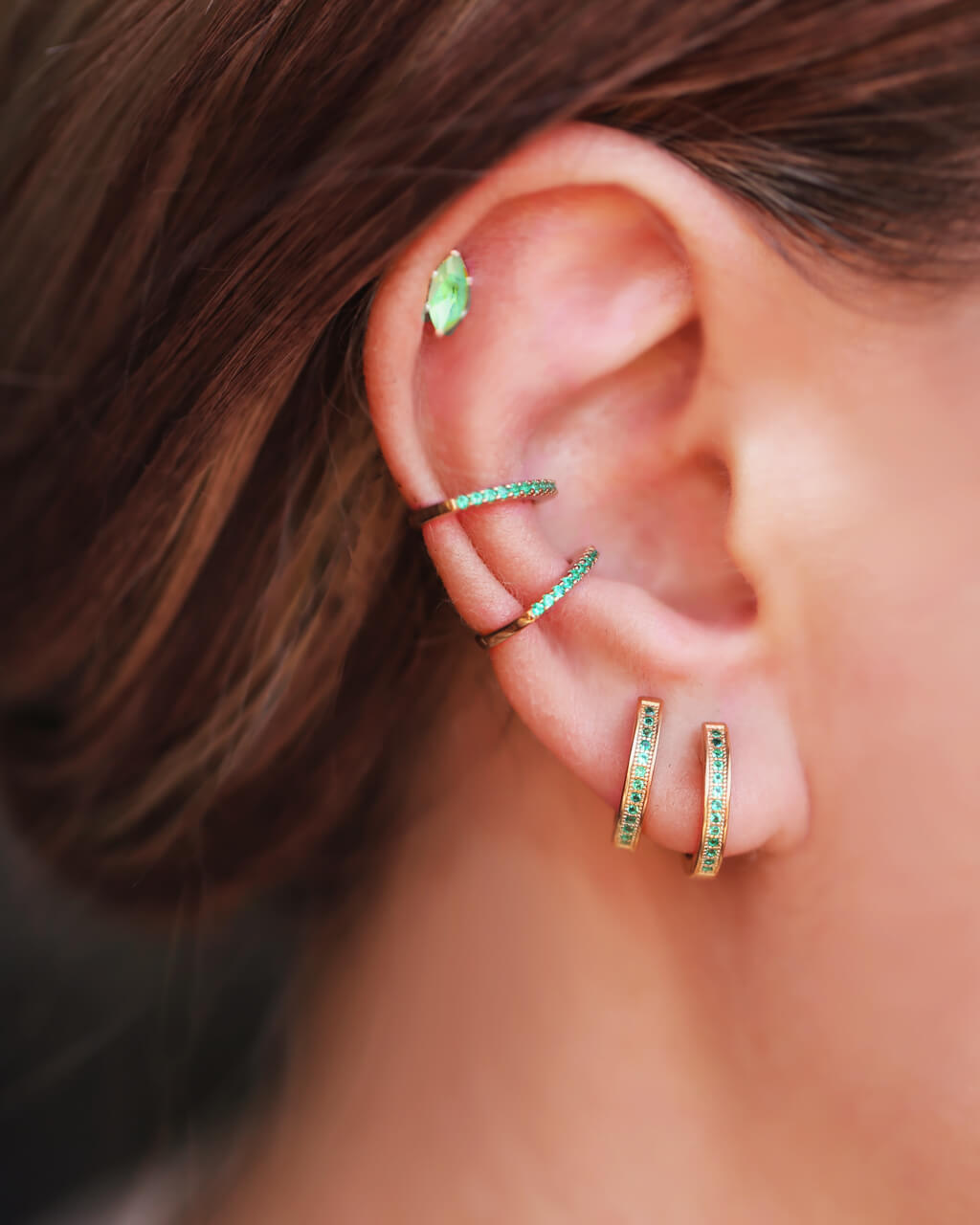 Green Ear Hoops
