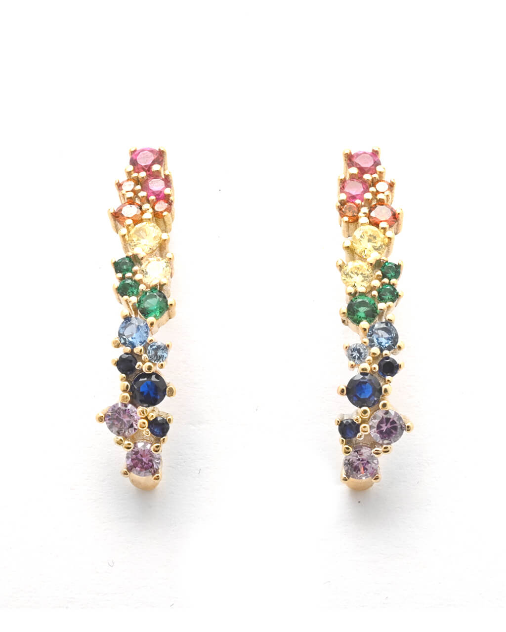 Rainbow stud earrings, Sterling Silver Rainbow line earrings