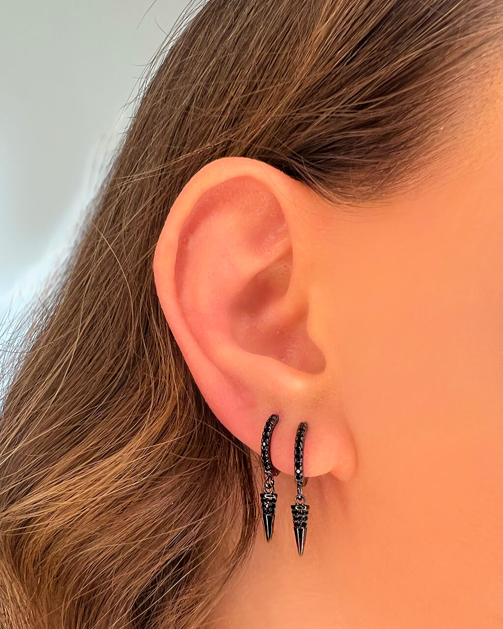 Huggie hoop earrings, black jewelry, men jewelry