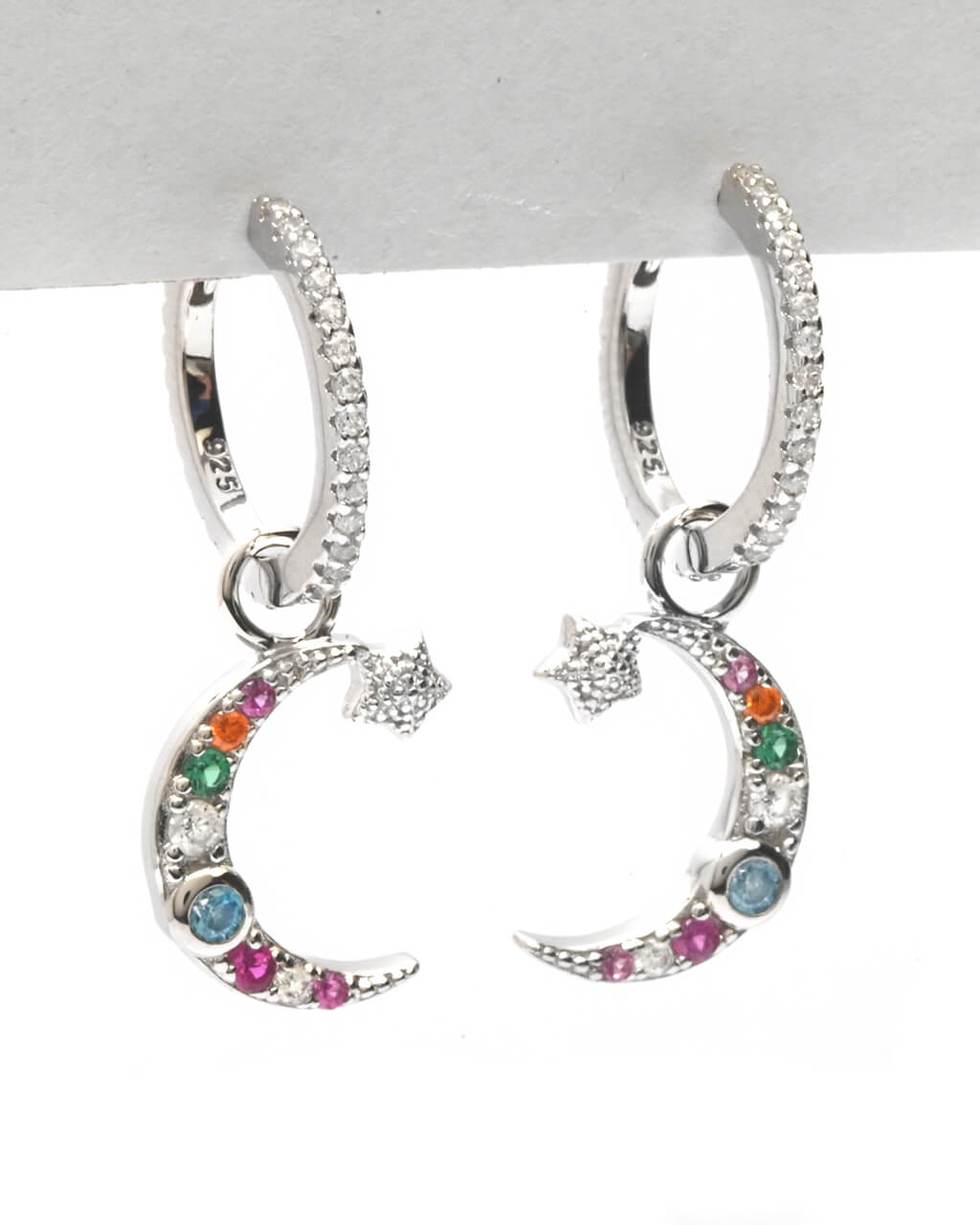 Silver Hoop Earrings, moon hoops, celestial jewelry
