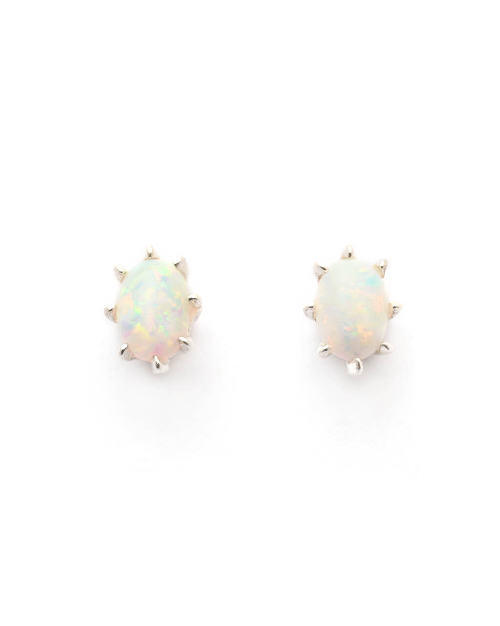 silver opal studs