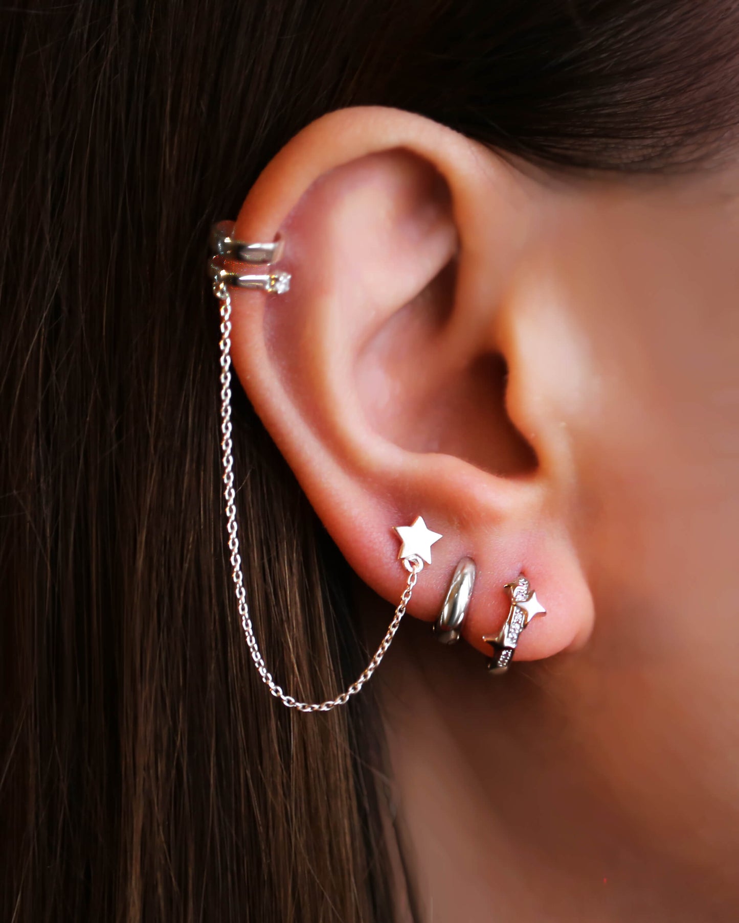 Ear Cuff Chain with Star Stud