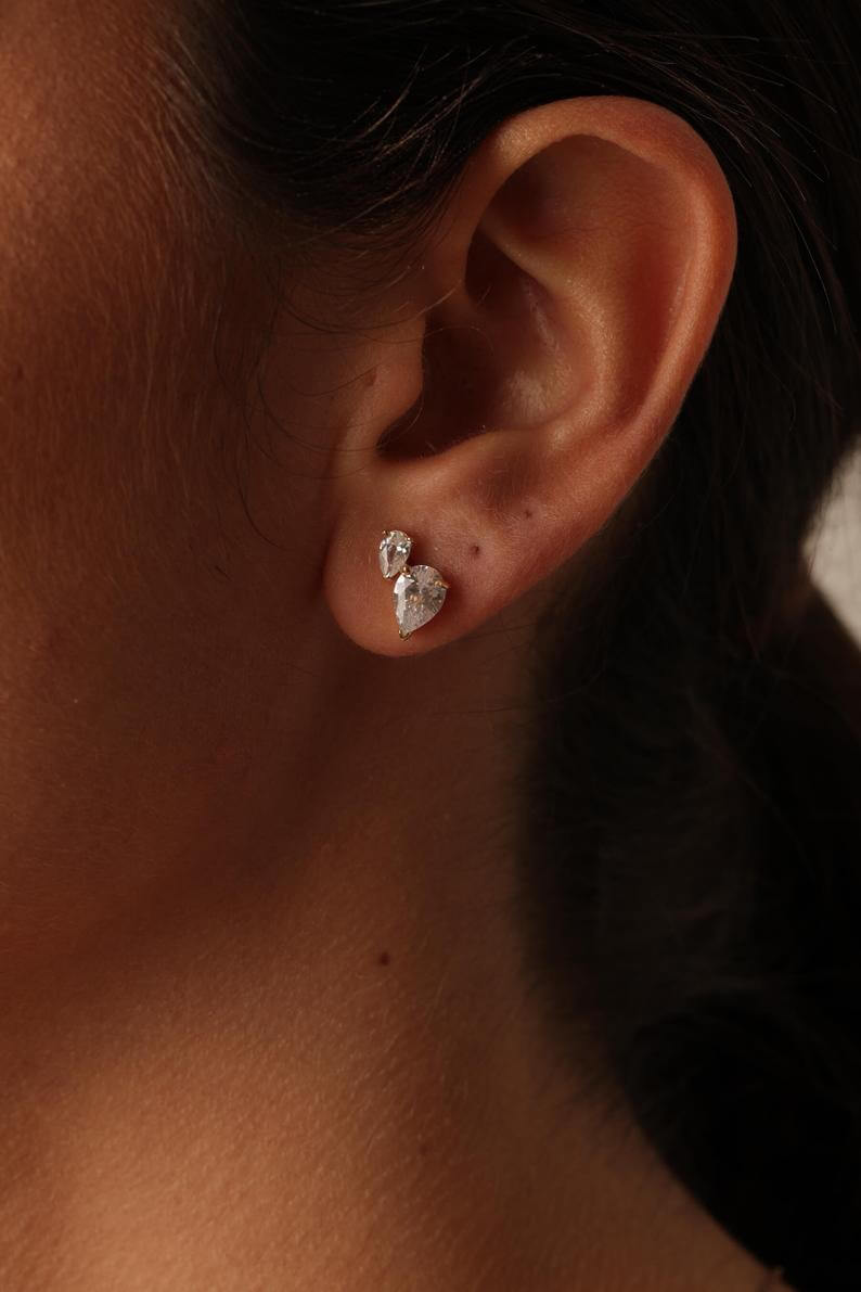 Double Drop Ear Studs