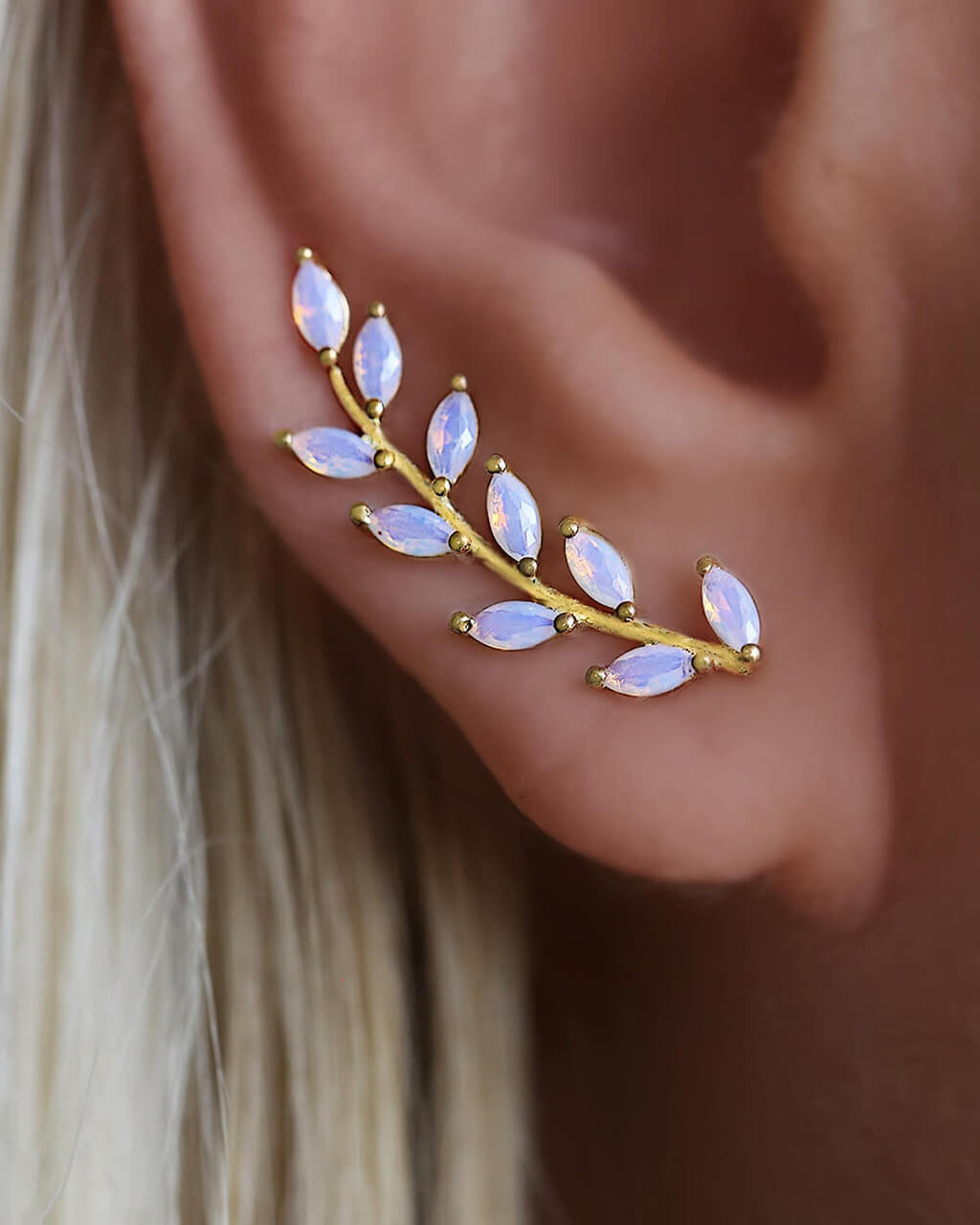 Opal earrings, climber earrings, VERENDI