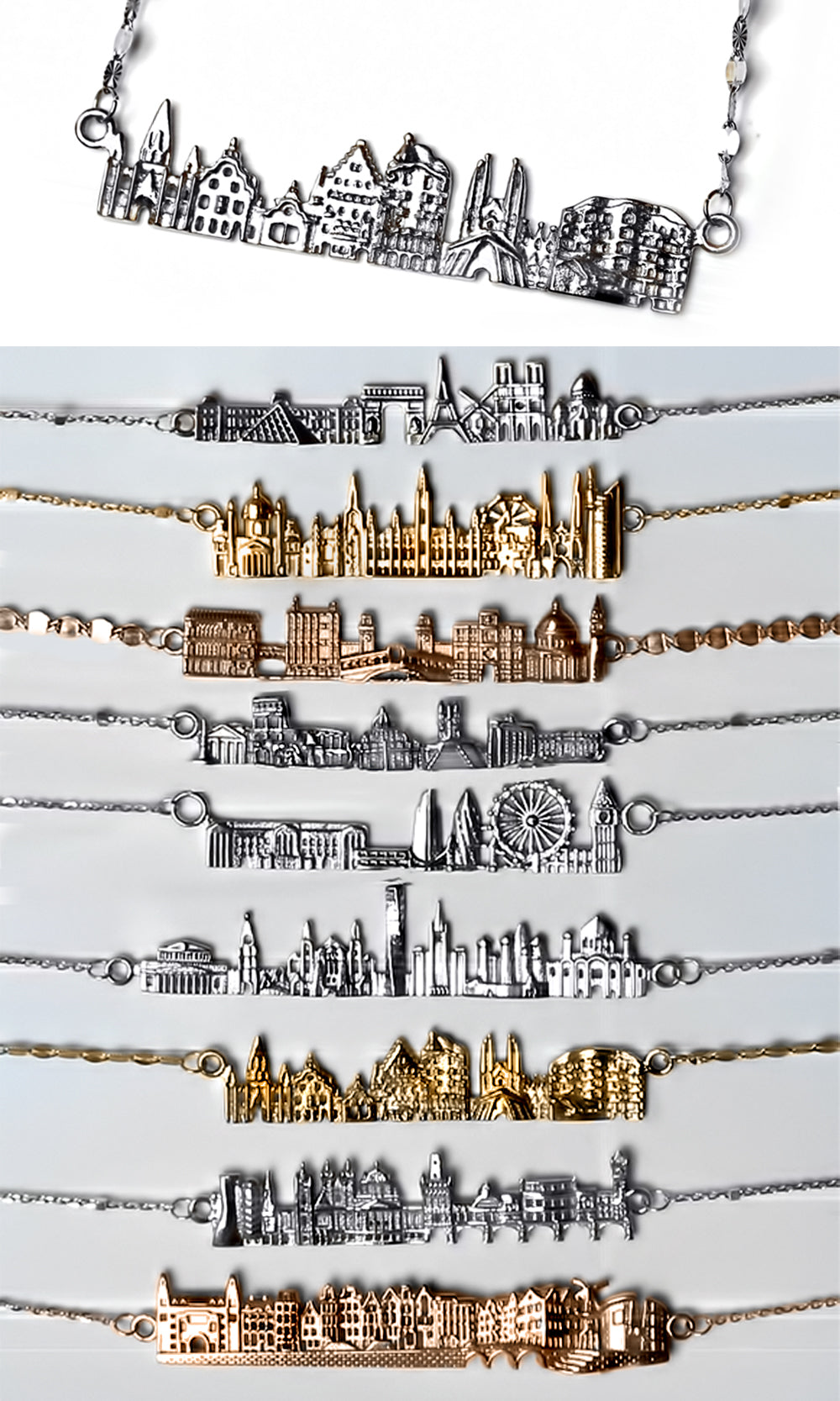 Skyline necklace, silver necklace, custom necklace, wife gift,  gift ideas, best friend gift, gift for her, Verendi, Citimi