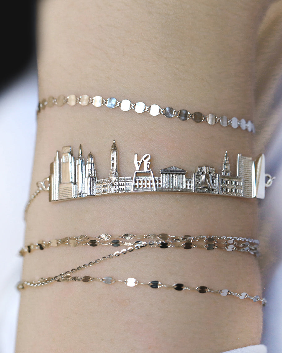 Philadelphia Skyline, Silver Bracelet , gift ideas, best friend gift, gift for her, best friend gift, gift for her, Verendi, Citimi