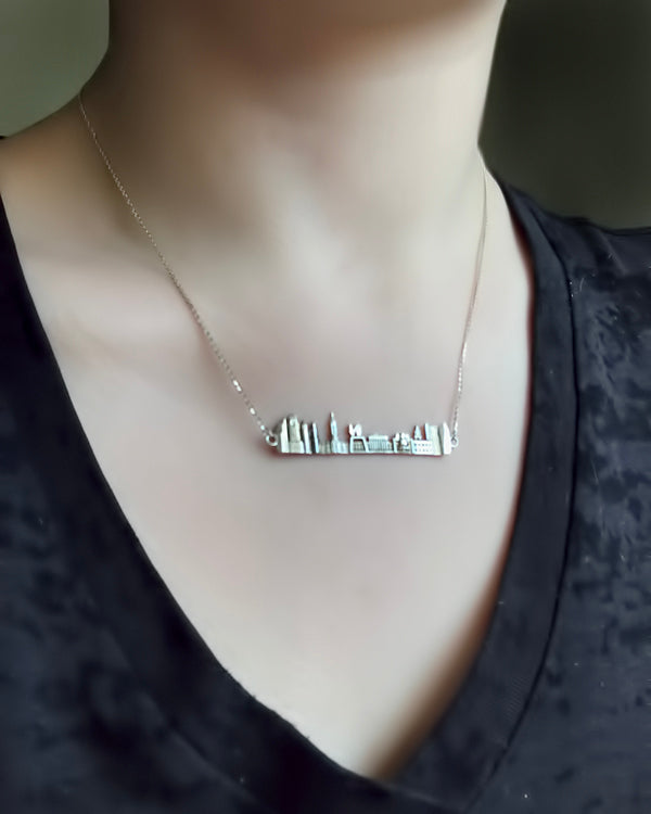 Philadelphia Skyline Silver Necklace, gift for wife, designer necklace, silver gold necklace, gift ideas, gift for her, Verendi, Citimi