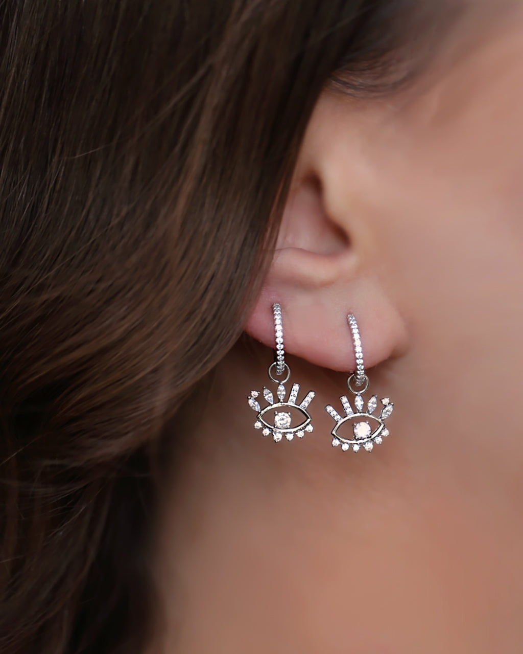 Evil eye earrings, surrealism earrings