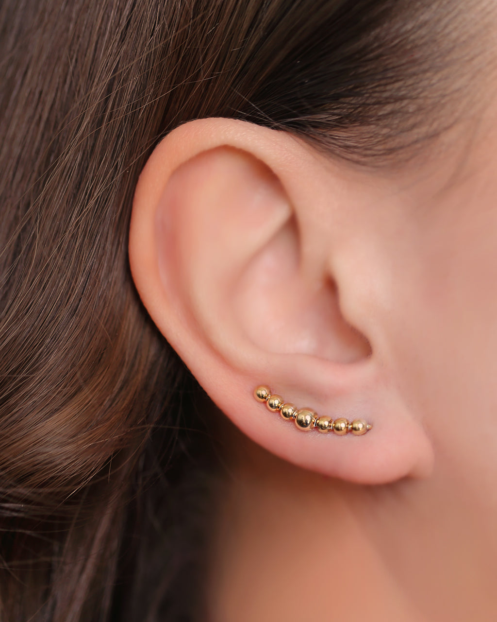 Gold ear climbers, boucles d'oreille montantes