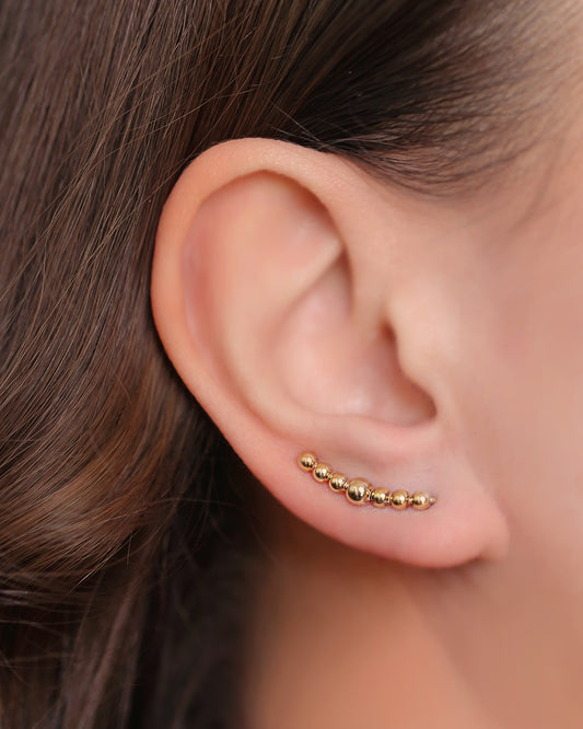 Gold ear climbers, boucles d'oreille montantes