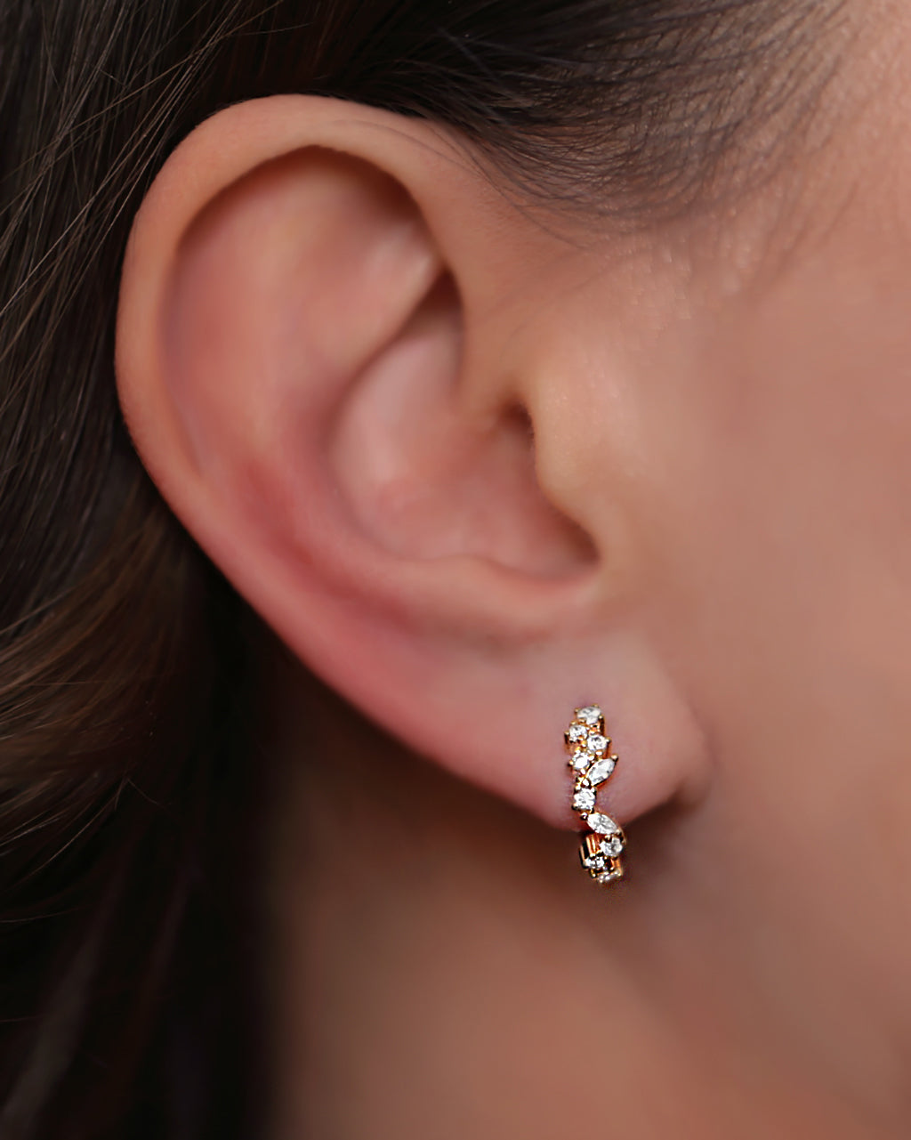 Crystal cluster ear hoop earrings 