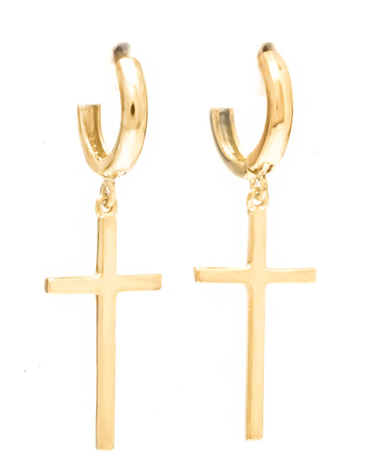 cross hoops, men jewelry, gold cross hoops earrings