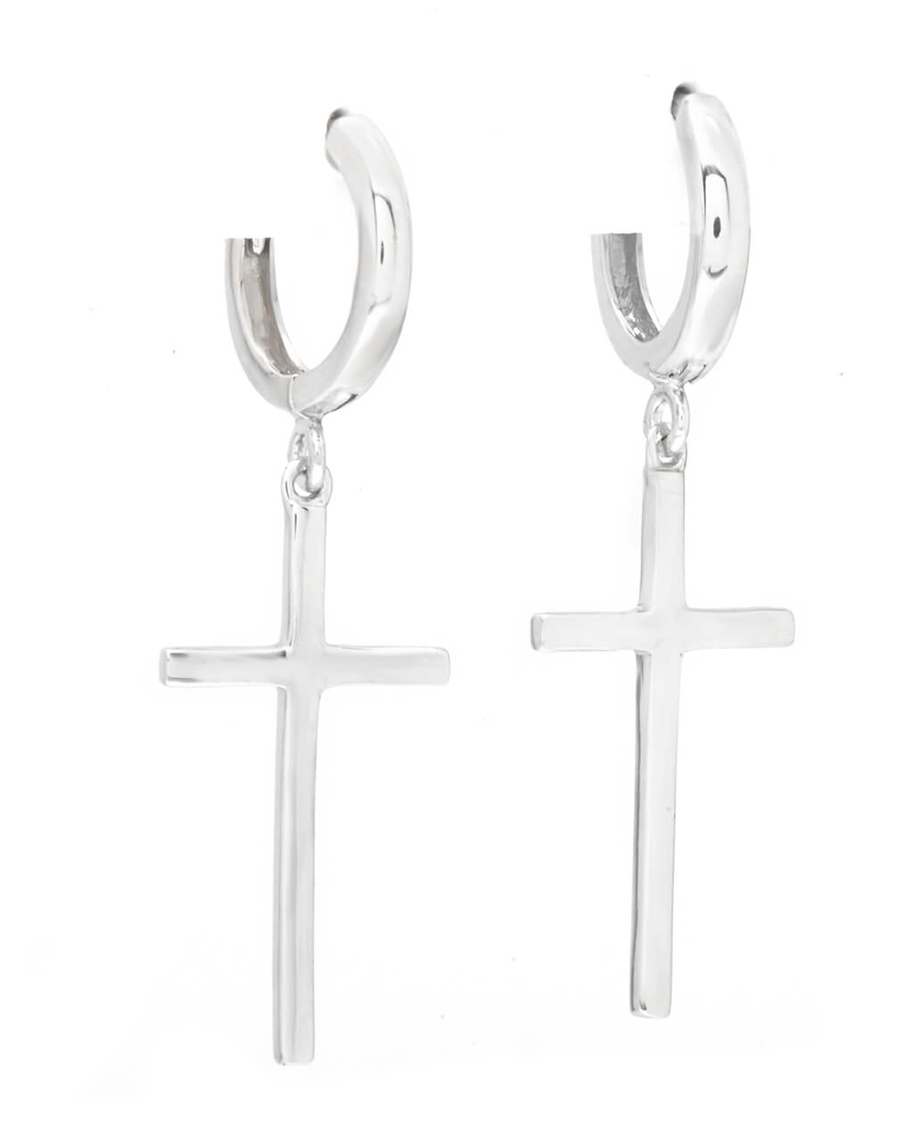cross hoops, men jewelry, silver hoops earrings