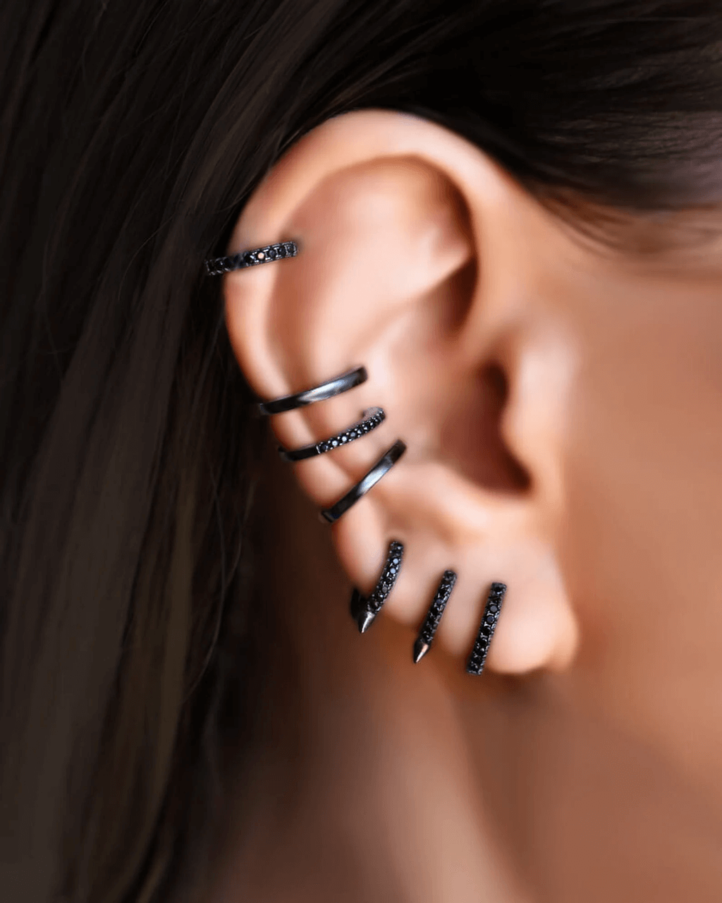 black huggie hoops, black jewelry, men jewelry