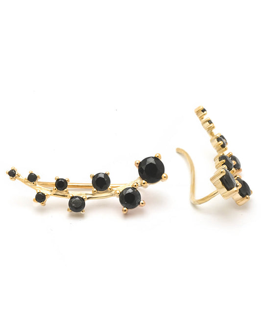 black ear climbers, black jewelry, black earrings
