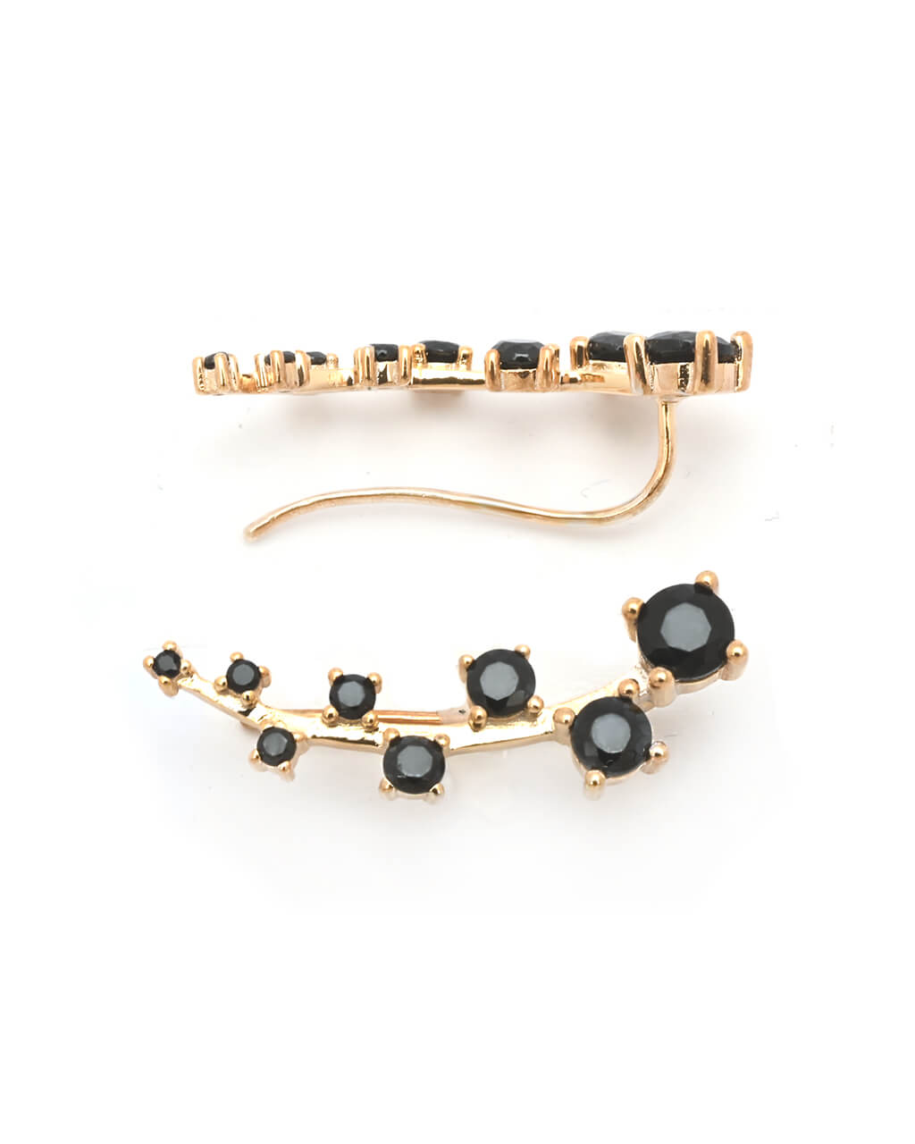 black ear climbers, black jewelry, black ear crawler, boucles d'oreille montantes