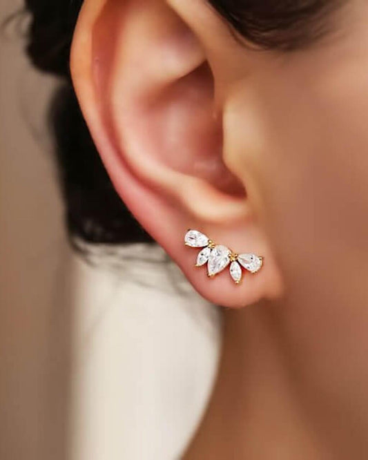 Butterfly silver, gold or rose gold stud CZ earrings