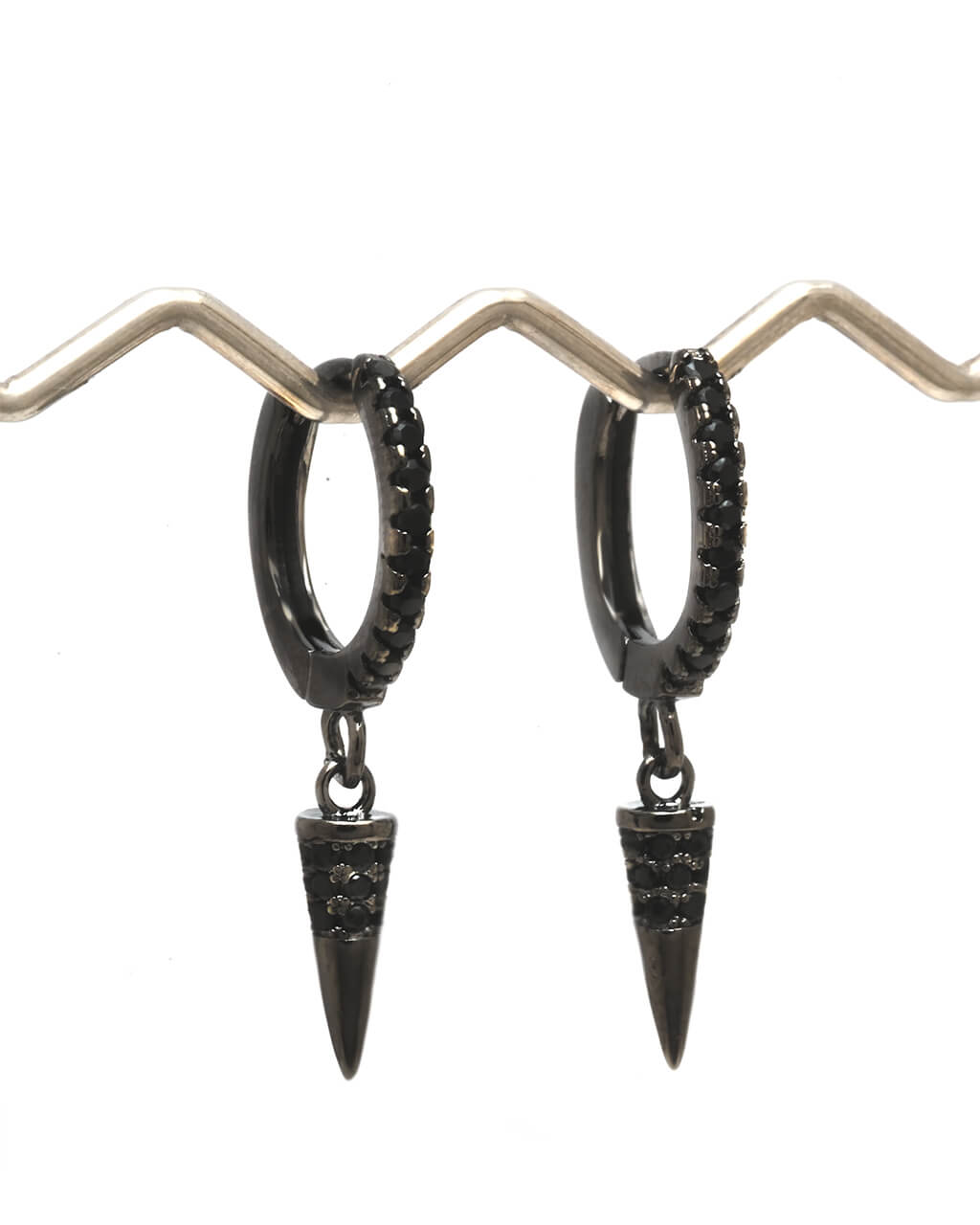 black earrings, black hoops, men jewellery, spike earrings