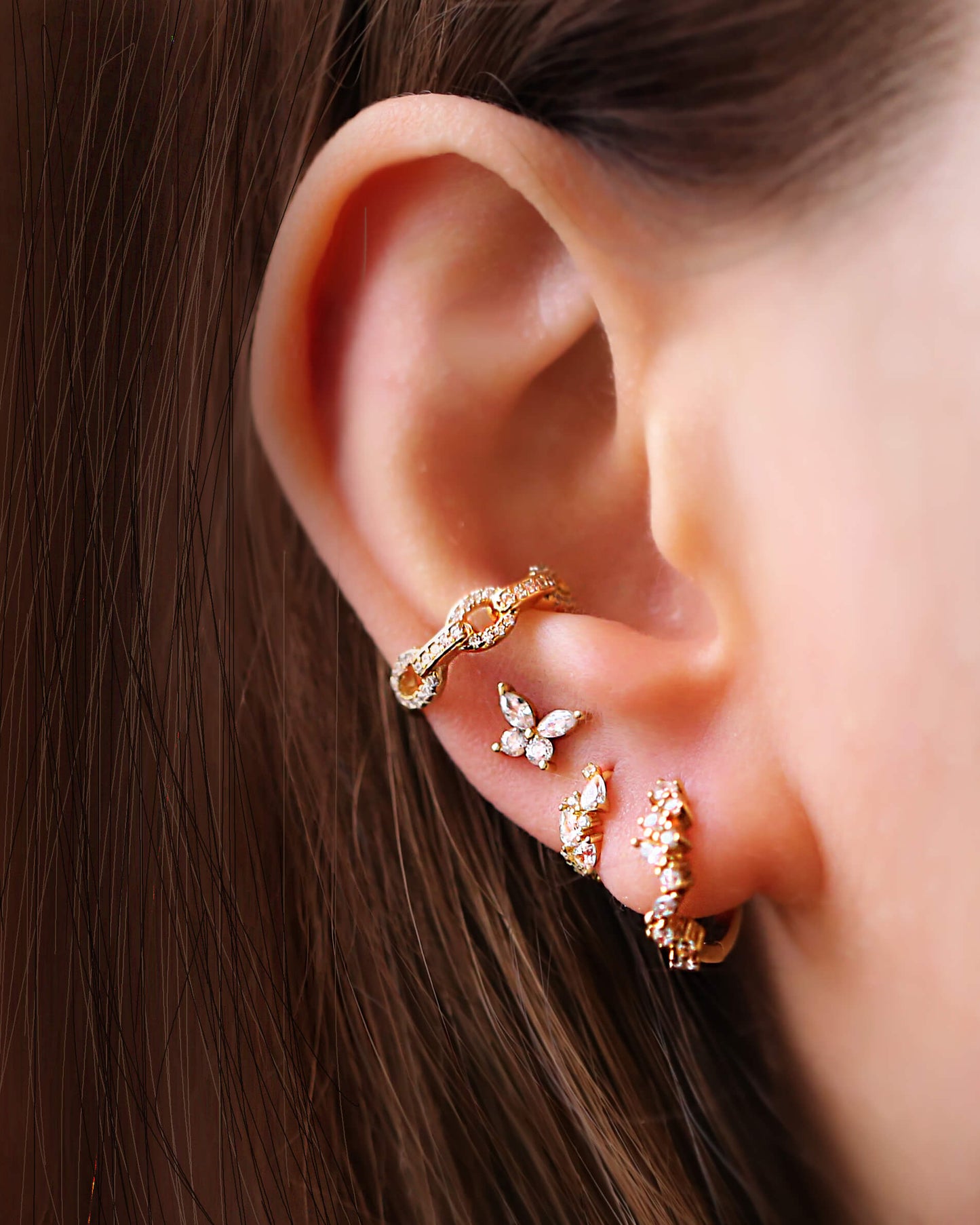 Crystal Chain Ear Cuff