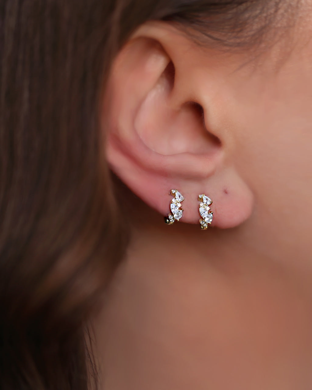 Small chunky huggie hoops for 2nd and 3rd hole