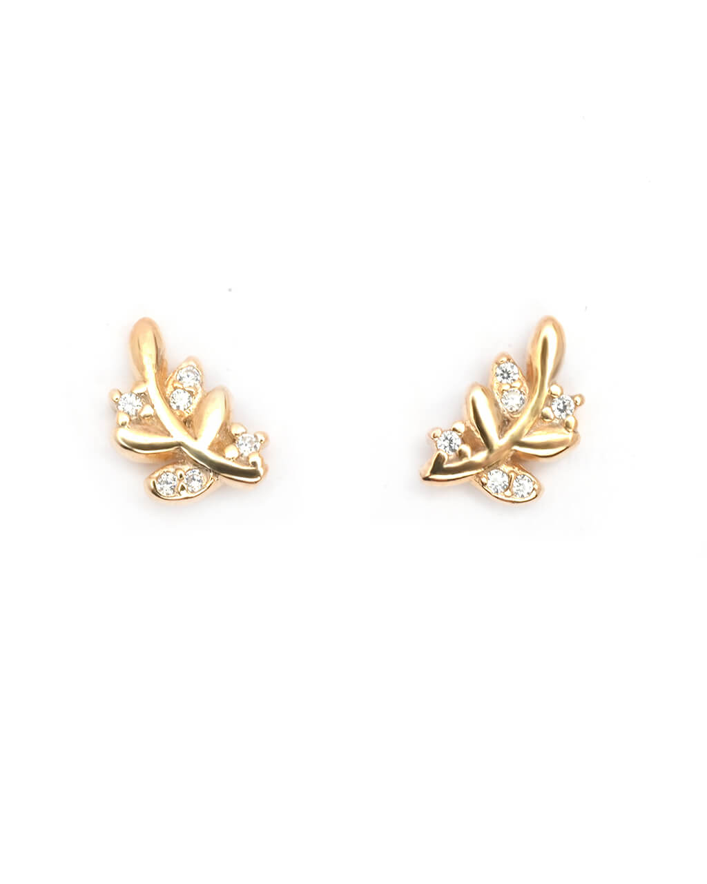 gold small studs, leaf studs, mini earrings