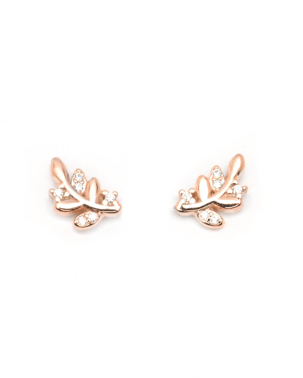 gold small studs, leaf studs, gift for girl
