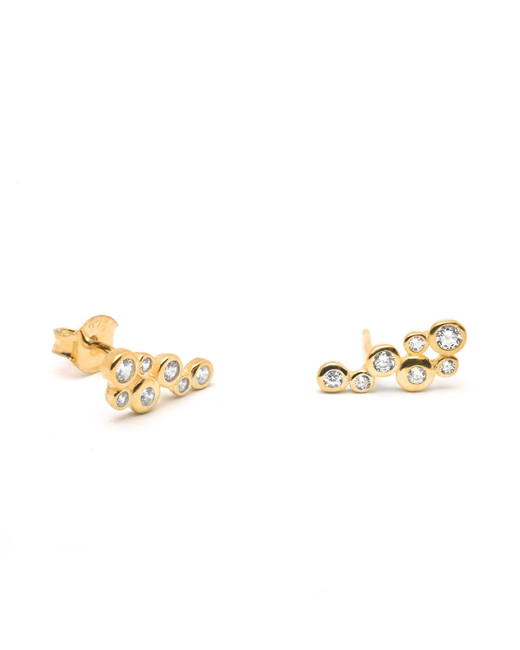 gold stud earrings, bubble ear studs, ear stack