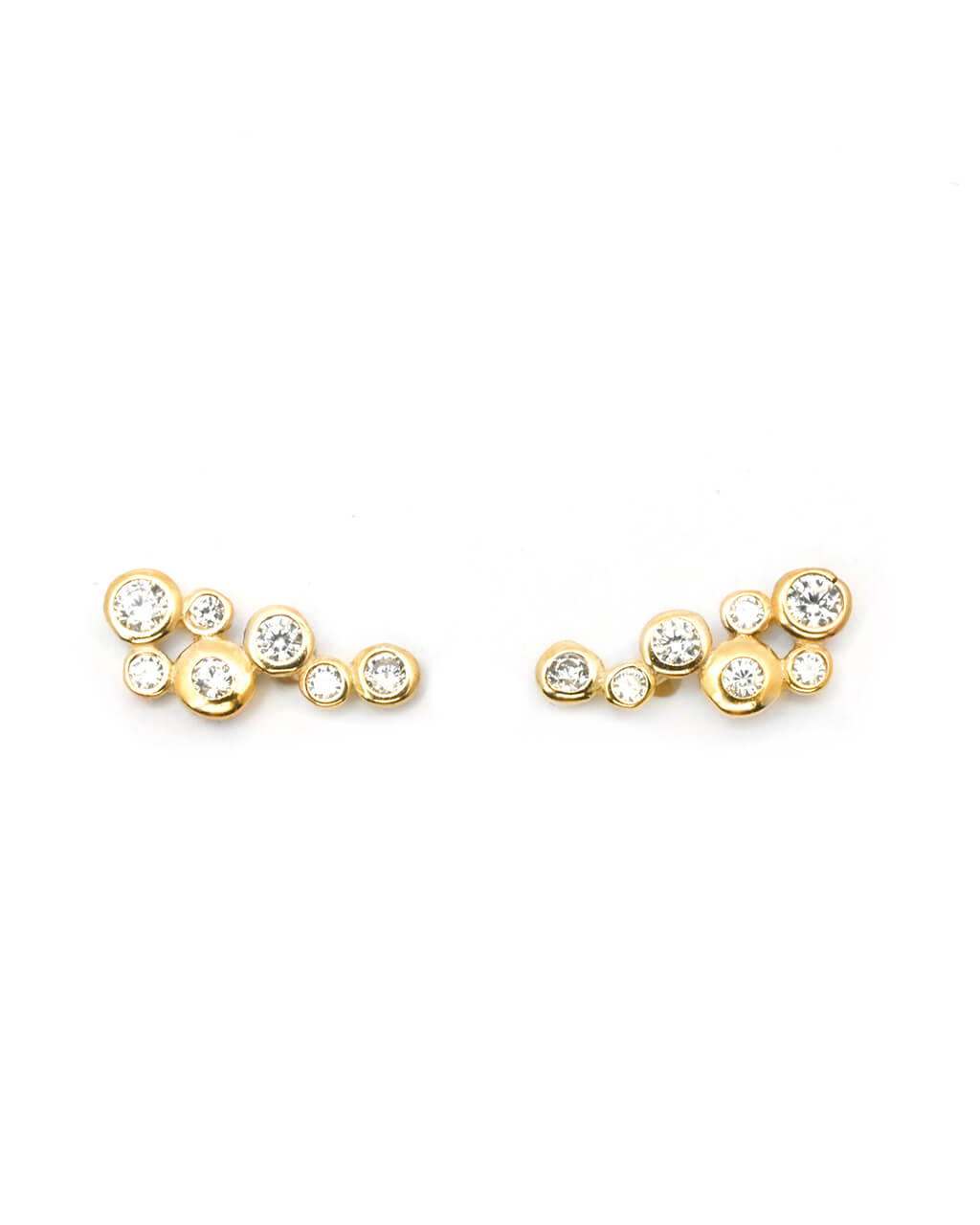 gold stud earrings, bubble ear studs, ear stack