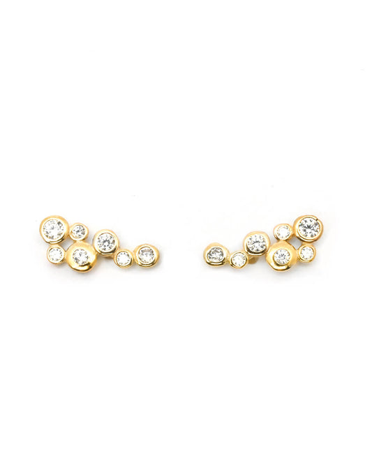 gold stud earrings, bubble ear studs, ear stack