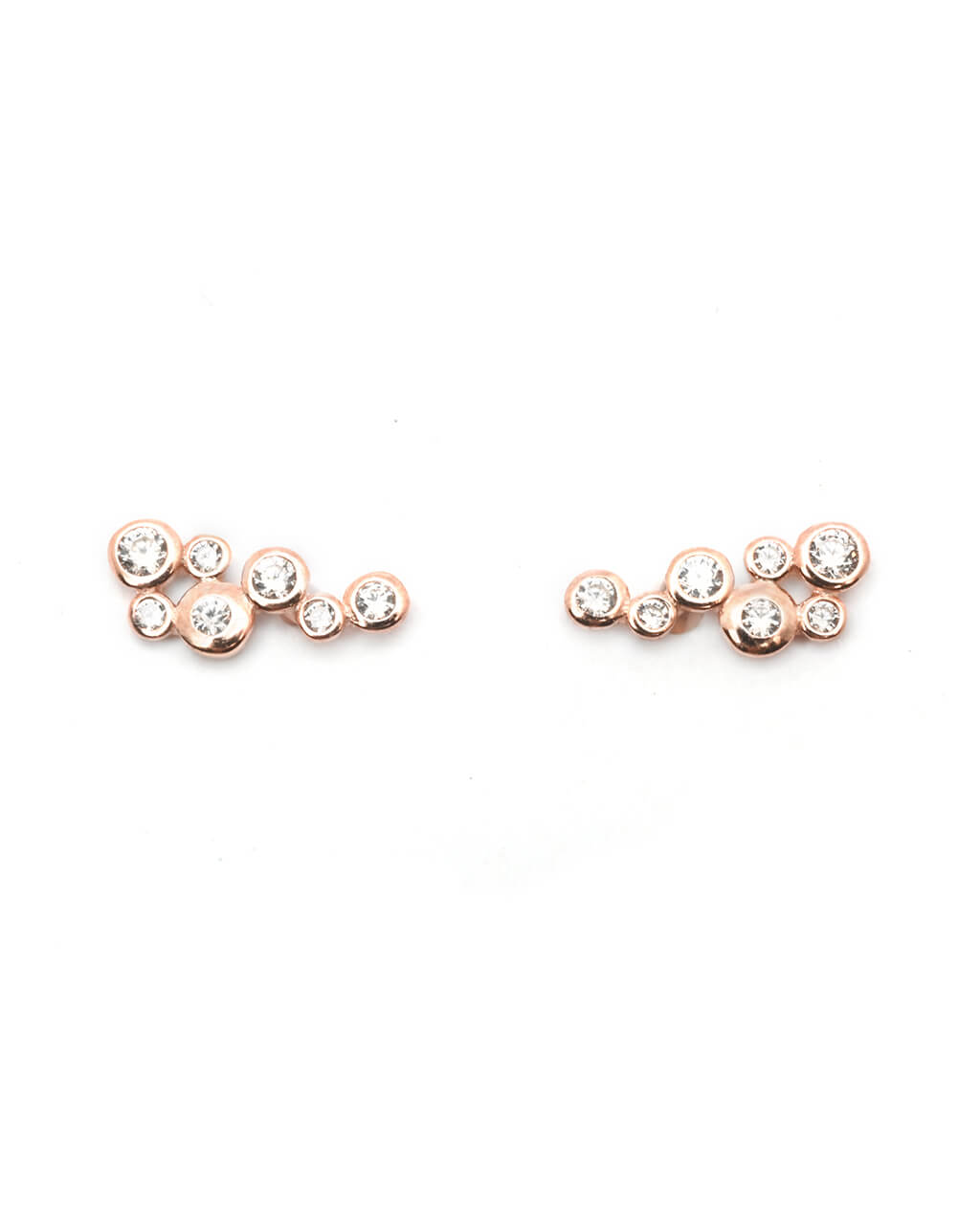 rose gold stud earrings, bubble ear studs, ear stack