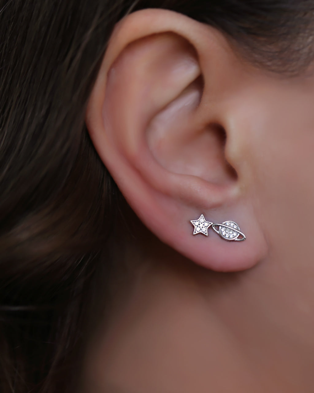Cosmos ear stud set - star and planet ear studs