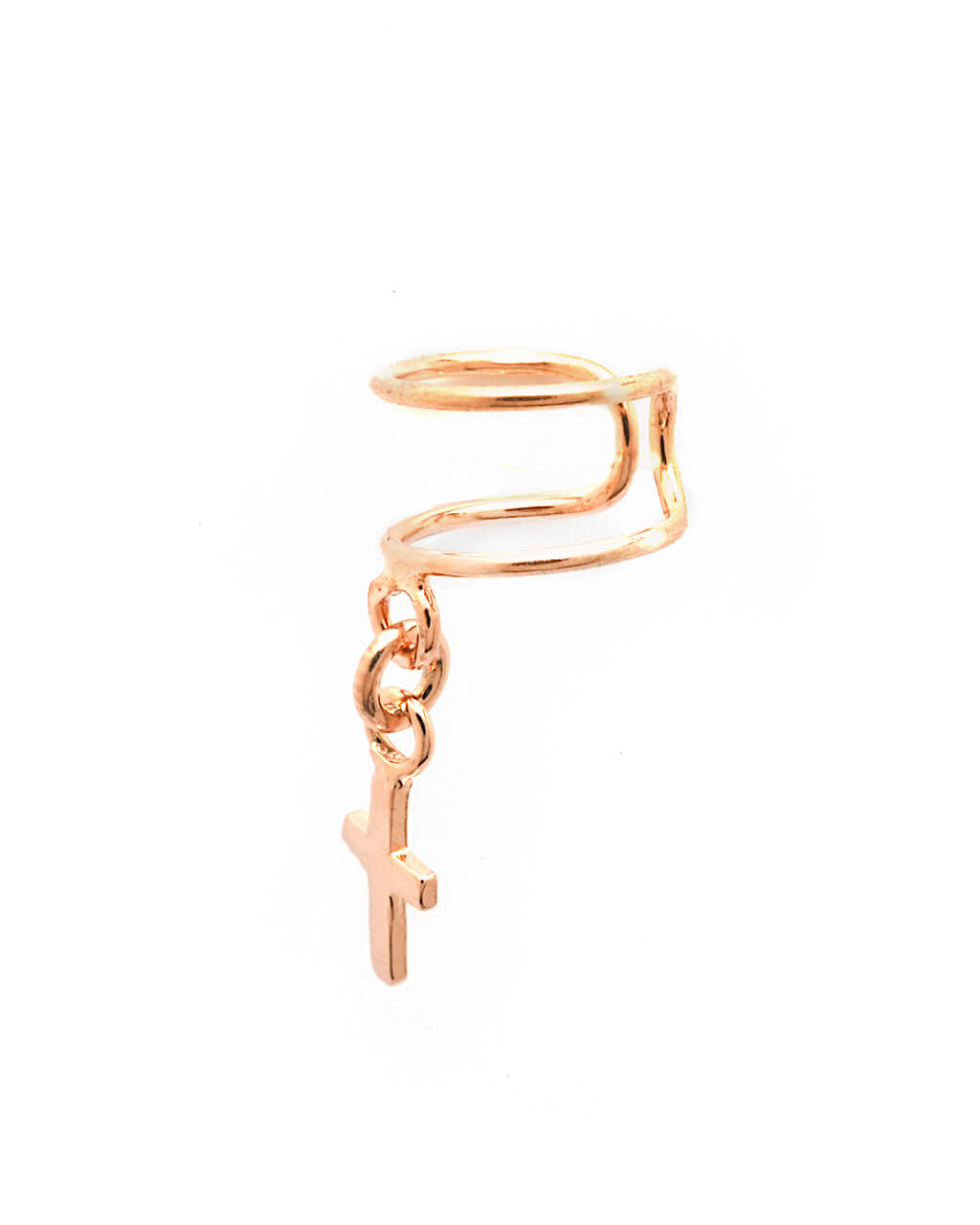 Rose gold cross ear cuff