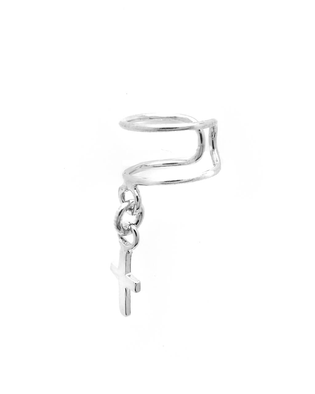 No piercing ear cuff silver cross