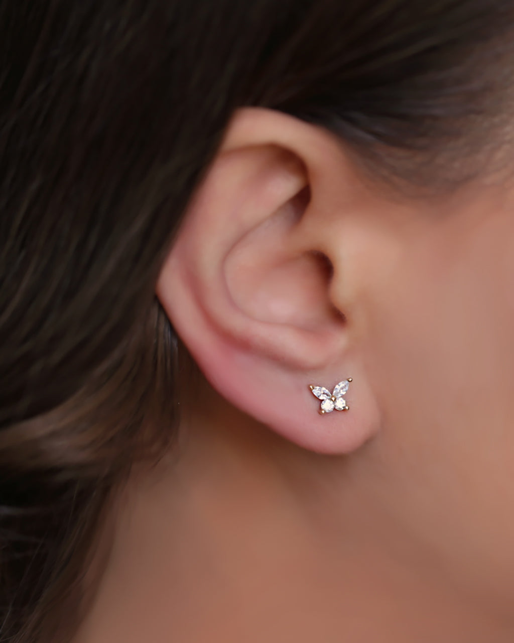Dainty butterfly ear studs