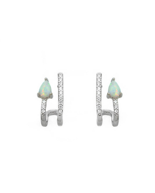 Opal Huggie Hoop Earrings, opal earrings, Opal Hoops