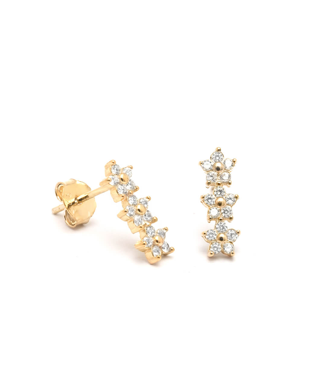 gold flower ear studs 