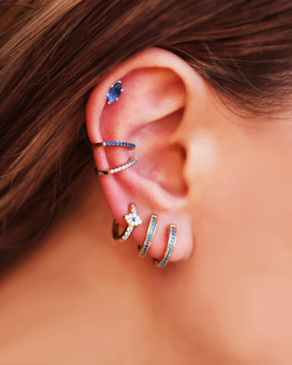 Blue Ear Hoops