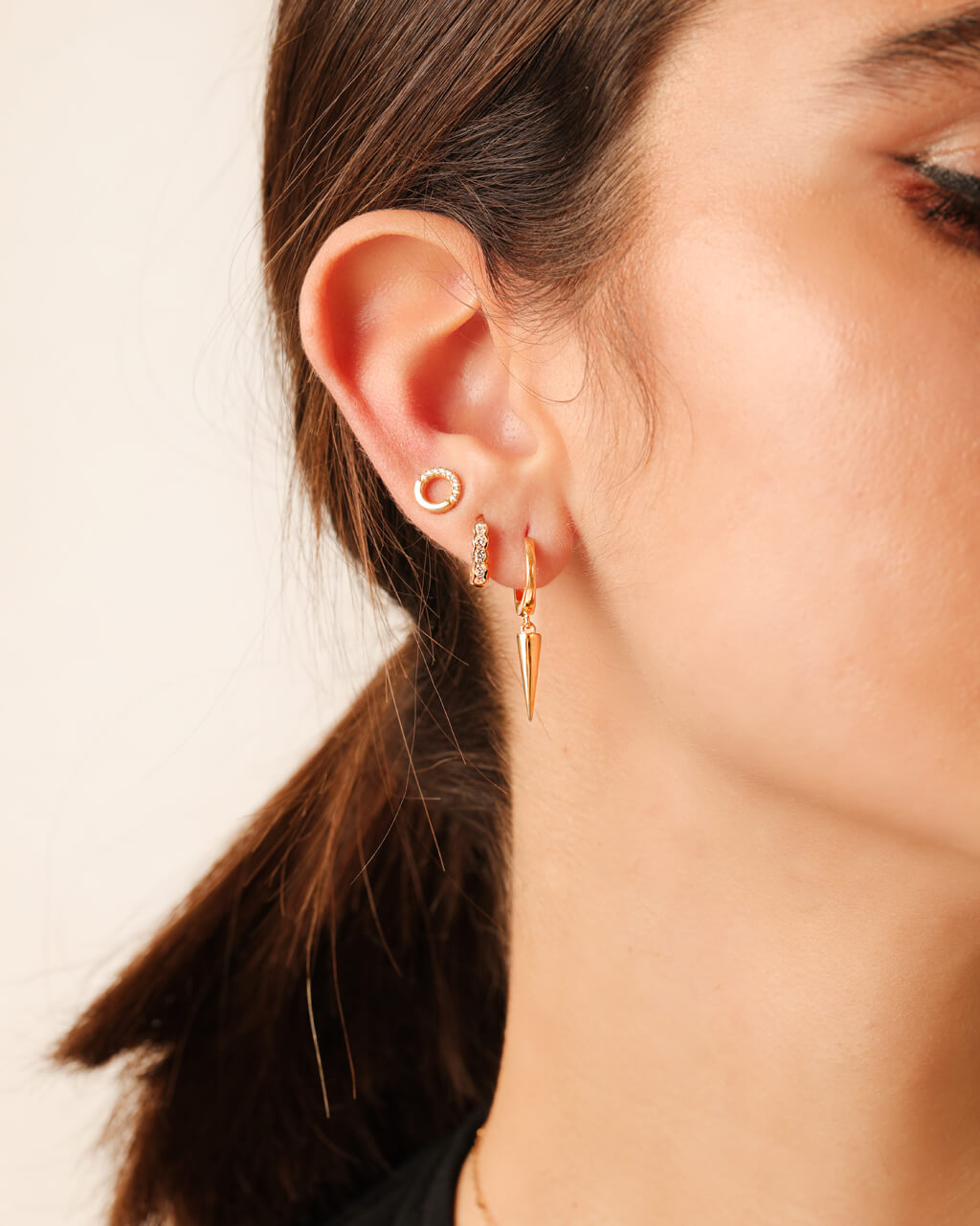 Plain Spike Huggie Hoops