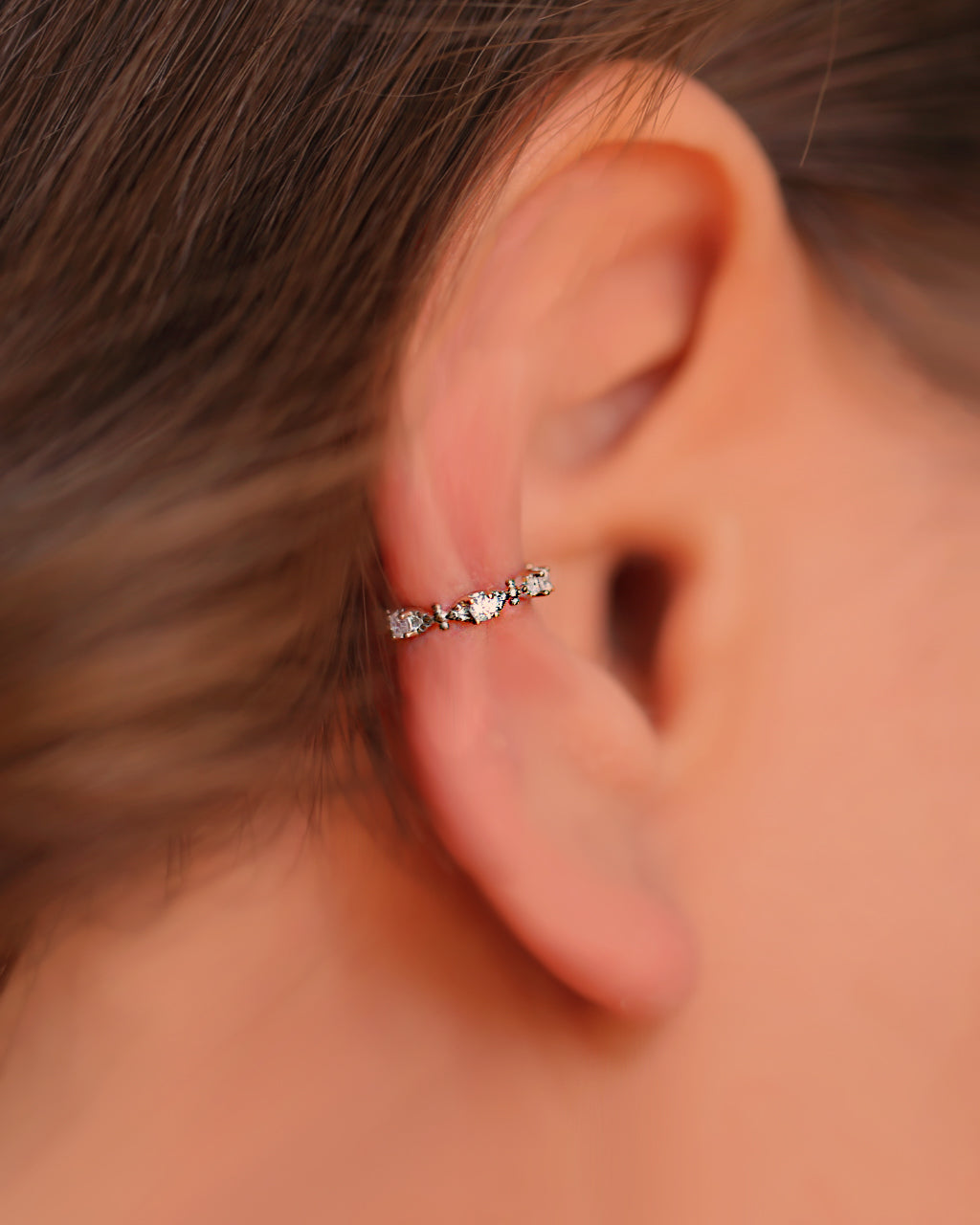 Gold evil eye ear cuff earring