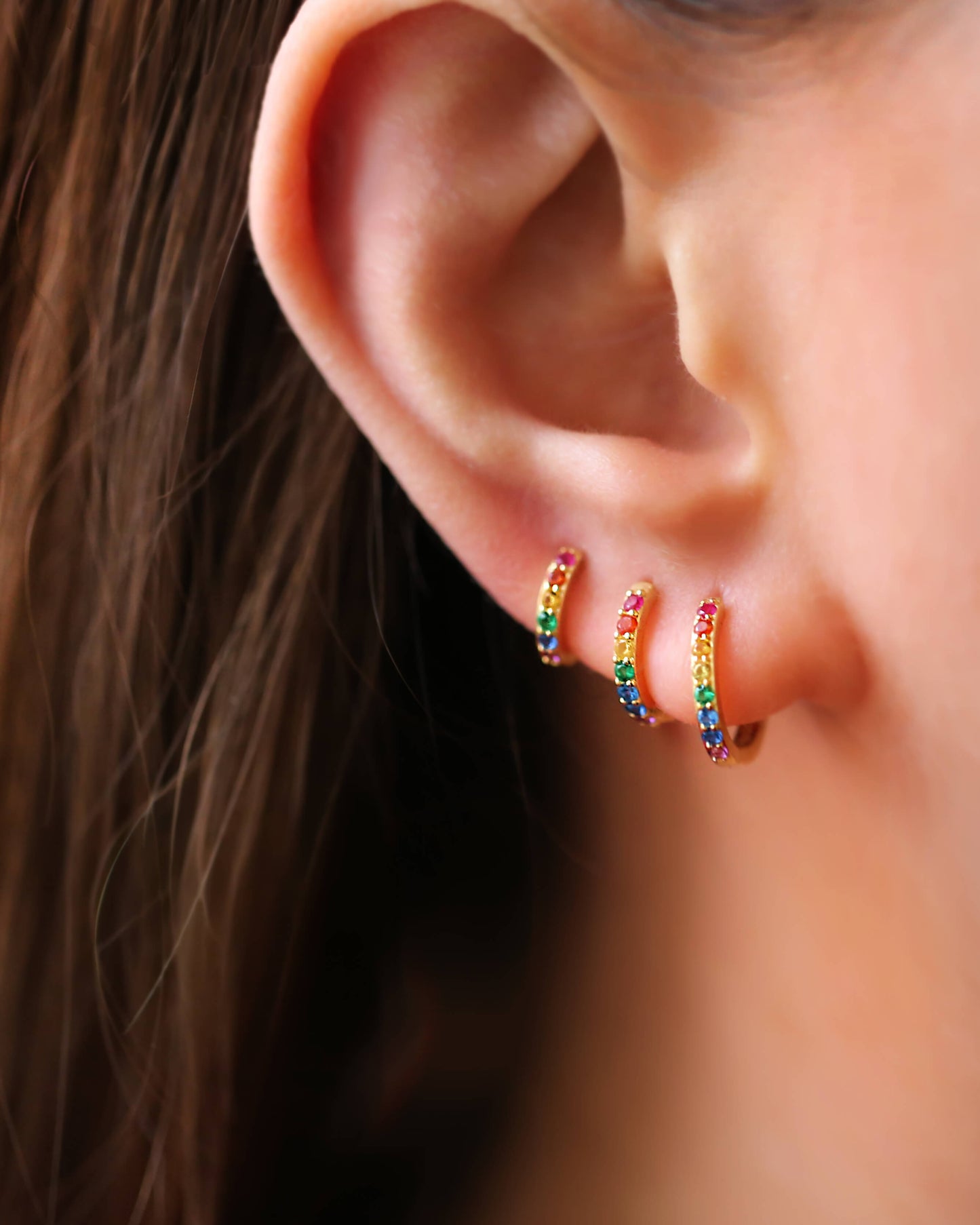 Rainbow Huggie Hoops