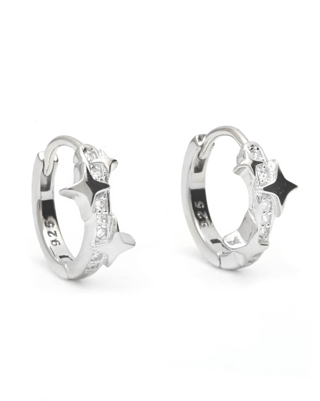 Silver Hoops, star hoops, star jewelry