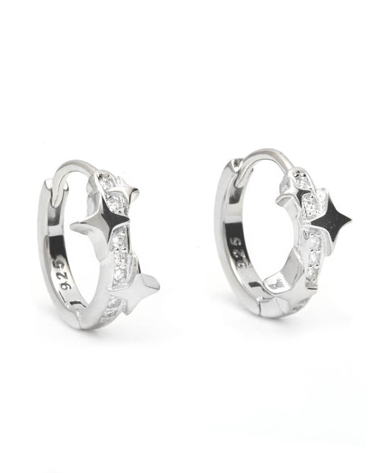Silver Hoops, star hoops, star jewelry