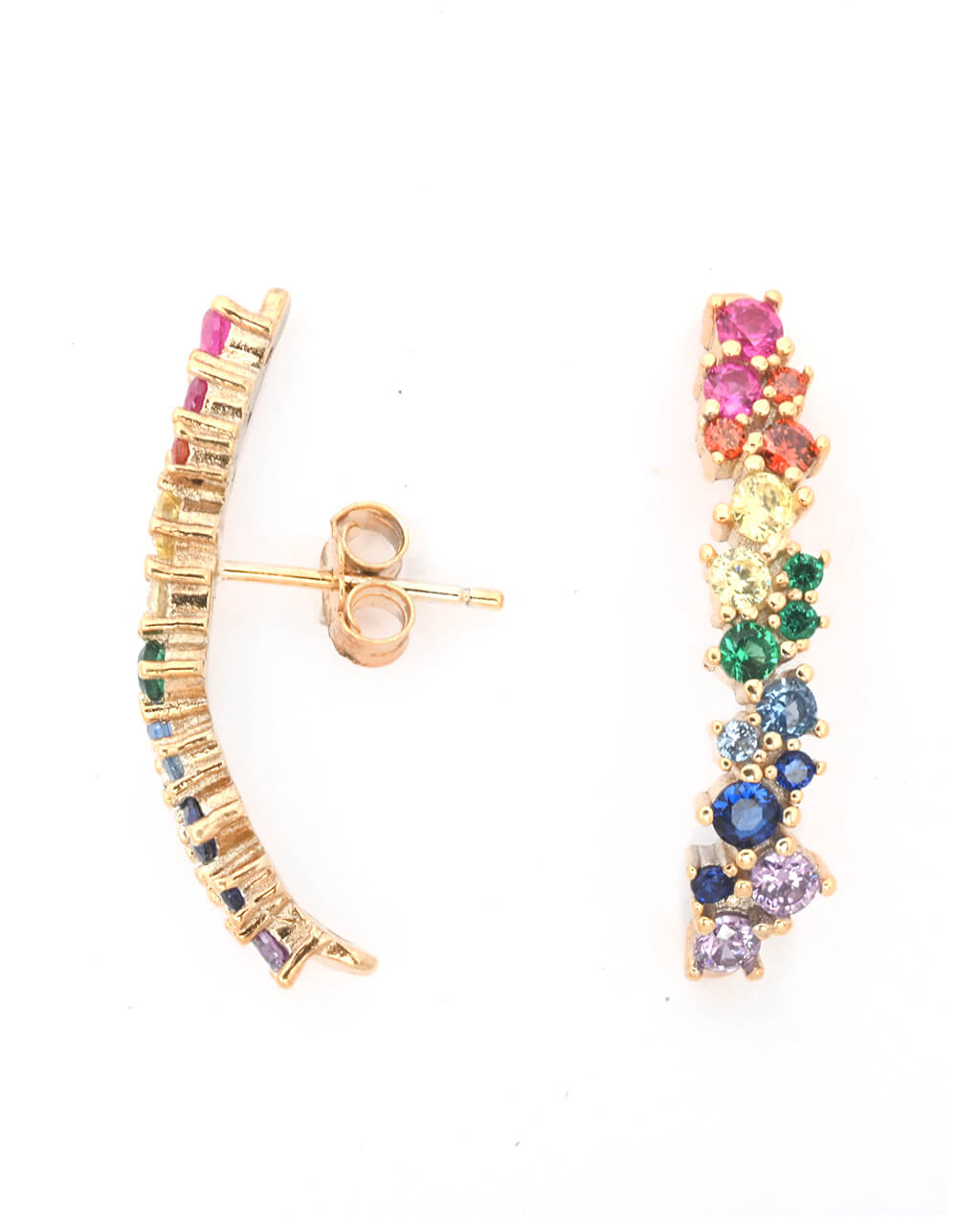 Rainbow stud earrings, Gold Rainbow line earrings