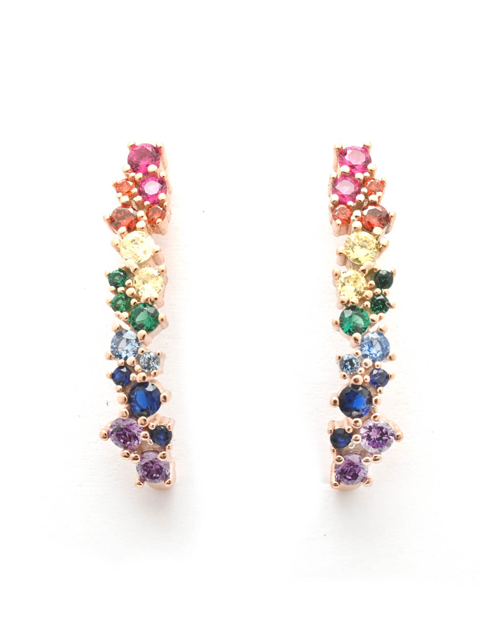 Rainbow stud earrings, Sterling Silver Rainbow line earrings