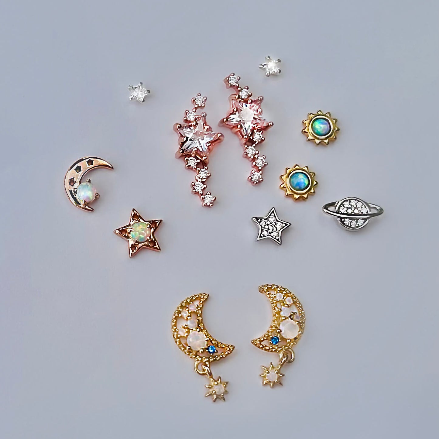 Moon Star Opal Stud Earrings